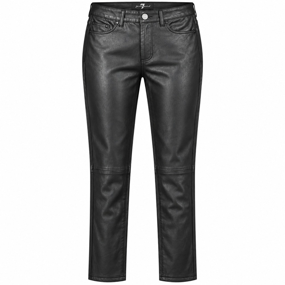 New 7 For All Mankind Faux Vegan Leather Pants Women L Black Straight Leg Moto